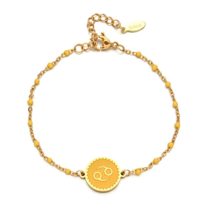 Stainless Steel Chain Zodiac Sign 12 Constellation Bracelet Charm Gold Color Chain Bracelet For Women Birthday Jewelry Gifts