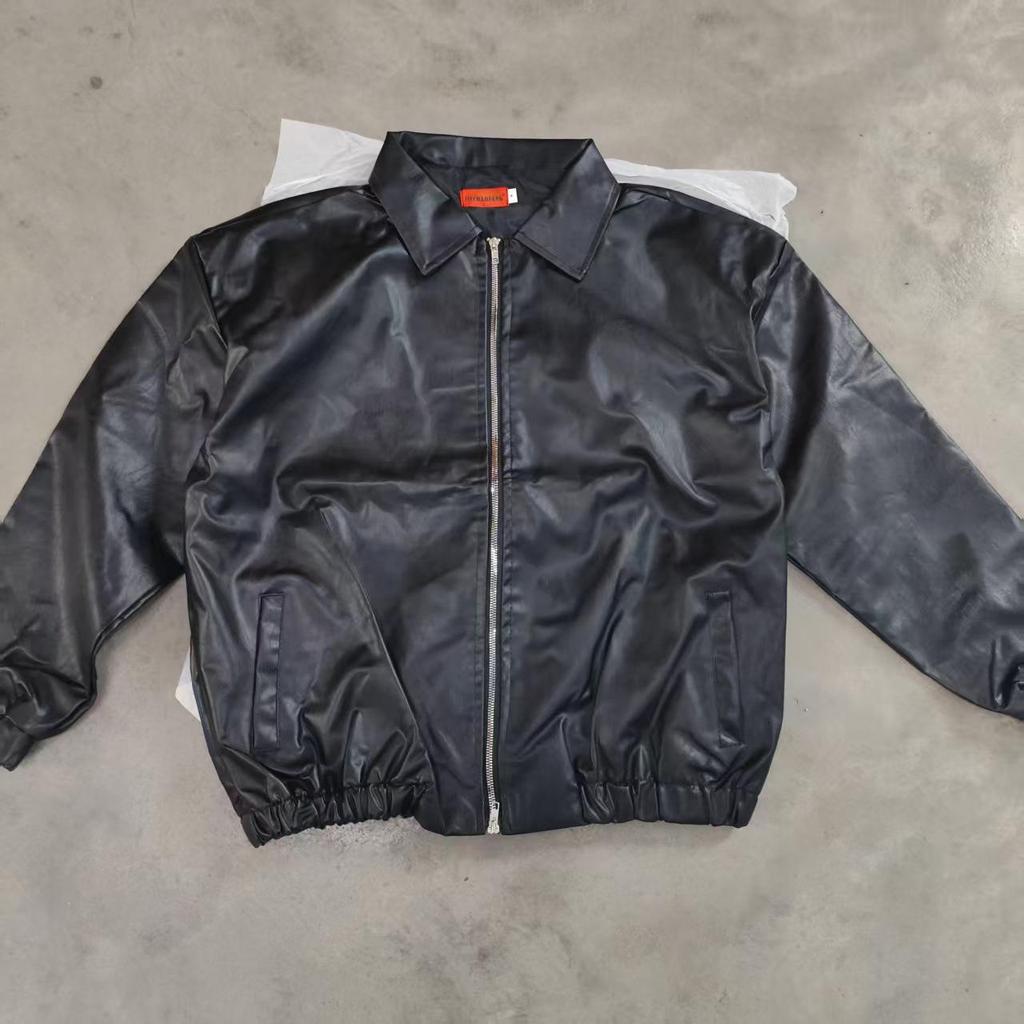 Giacca da moto unisex di alta gamma in pelle PU - Streetwear Primavera/Autunno, Vestibilità Larga