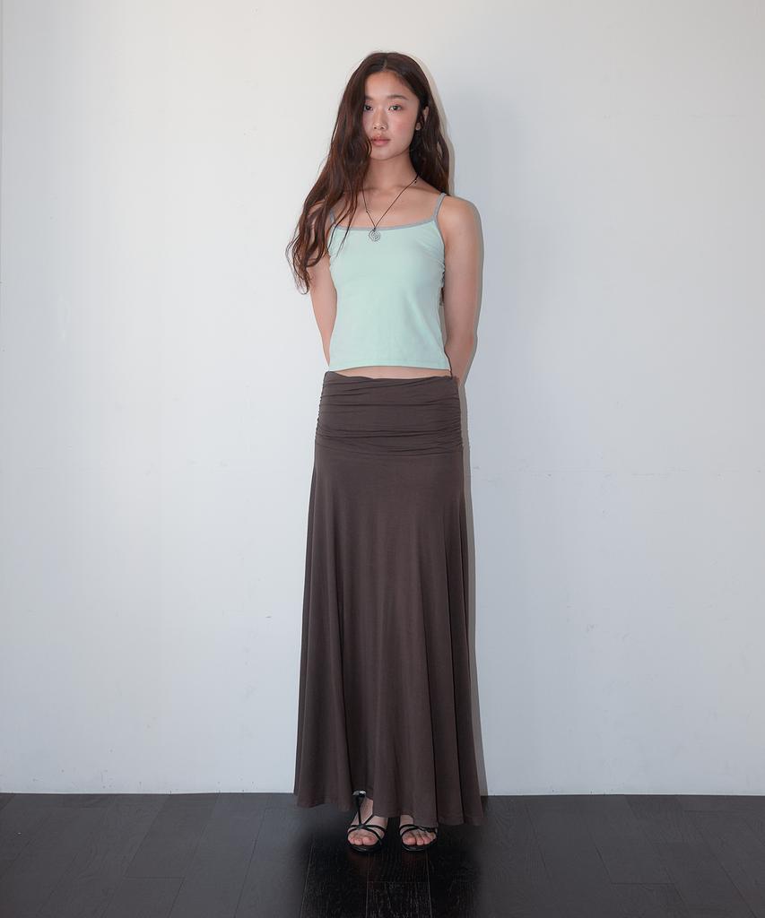Hombadittingjeu Cotton Shirring Long Skirt (Brown)