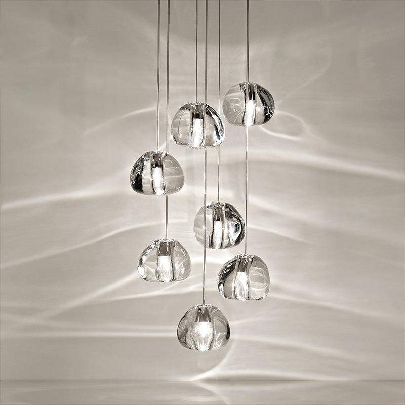 Modern LED Meteor Shower Chandelier for Duplex Villas - American Cherry Crystal Glass Staircase Light
