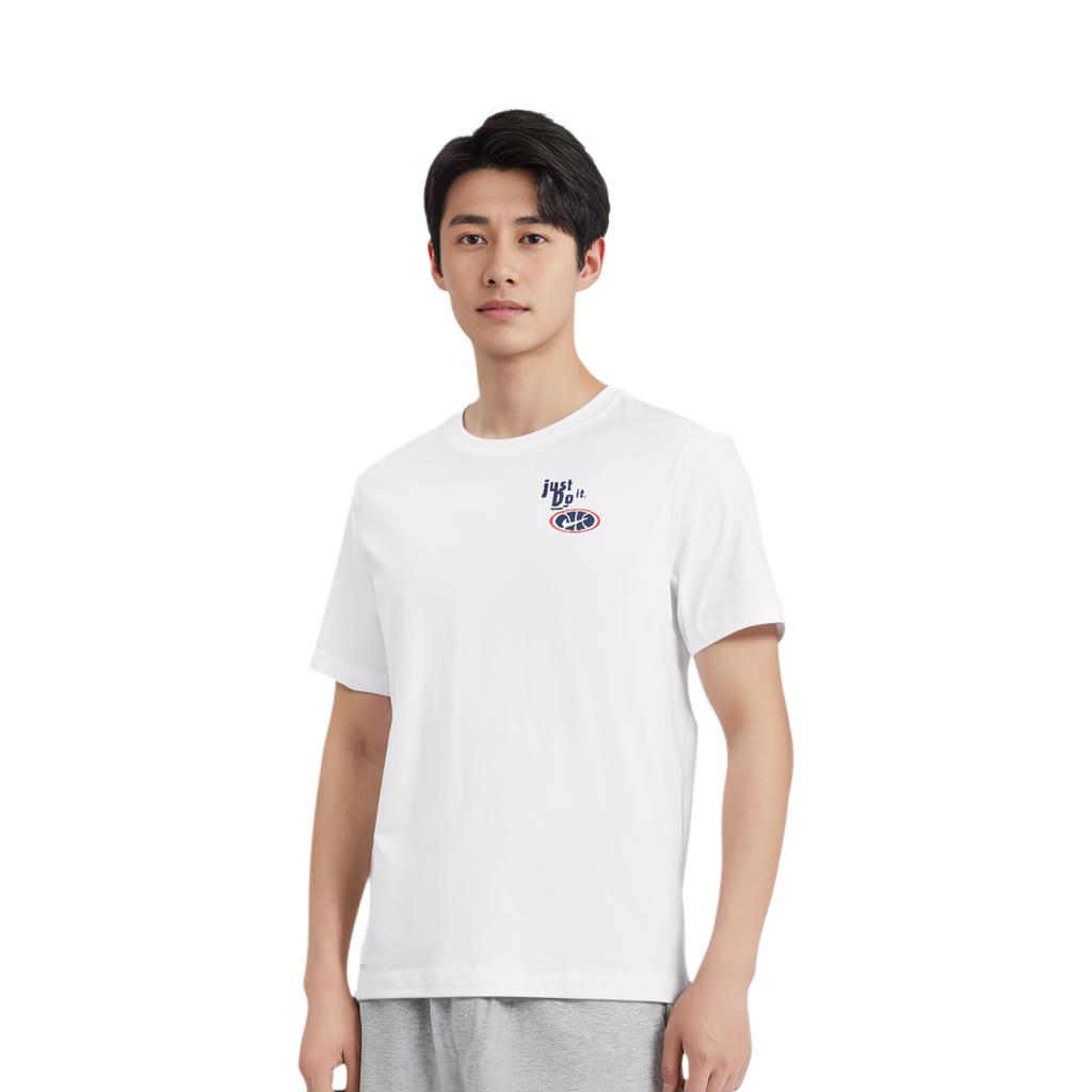 Nike T Shirts Men's White Crew Neck Moderate Straight Fit BQ3672-100