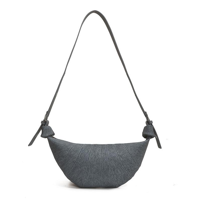 Retro washed denim versatile croissant bag new bag women's large-capacity shoulder messenger bag