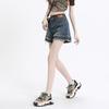 Women's High Rise Denim Shorts Wide Leg Loose Fit Streetwear Frayed Raw Hem A Line Hot Pants Vintage Non Stretch Summer Shorts