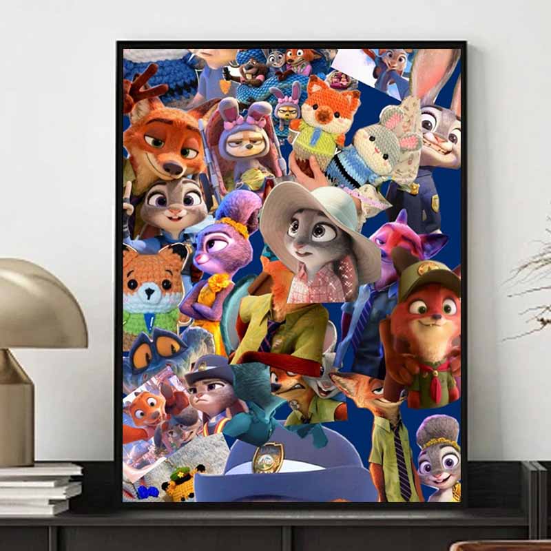 Disney 5D DIY Diamond Painting Zootopia Illustration Embroidery Mosaic Cross Stitch Home Decor Gifts  Crafts