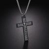 Collana con Croce di Gesù Cristiana per Uomo Donna Catene in Acciaio Inossidabile Choker Religione Ciondoli Blu Gioielli Regali per Preghiera Battesimo