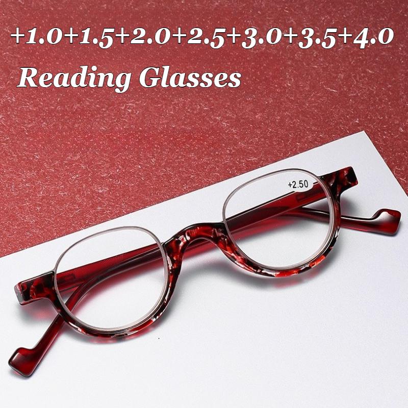 Unisex Fashion Round Half Frame Reading Glasses Ultra Light Far-sighted Retro Blue Light Blocking Glasses