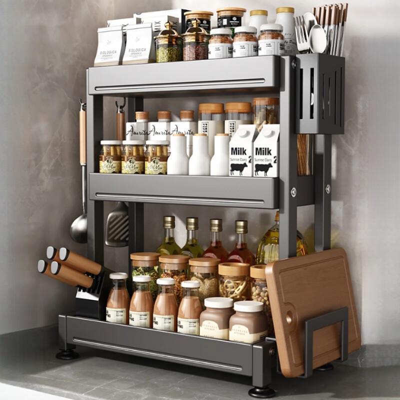 3-Tier Stainless Steel Kitchen Spice and Utensil Rack
