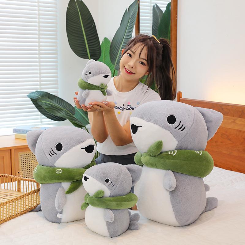 Cute Outing Shark Doll Plush Toy Girl Bed Sleeping Doll Warm Heart Accompany Girlfriend Birthday Gift