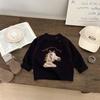 Girls Early Spring Suit Baby Clothes Cute Cartoon Knitted Sweater Horse Baby Fashion Wide Leg Pants
