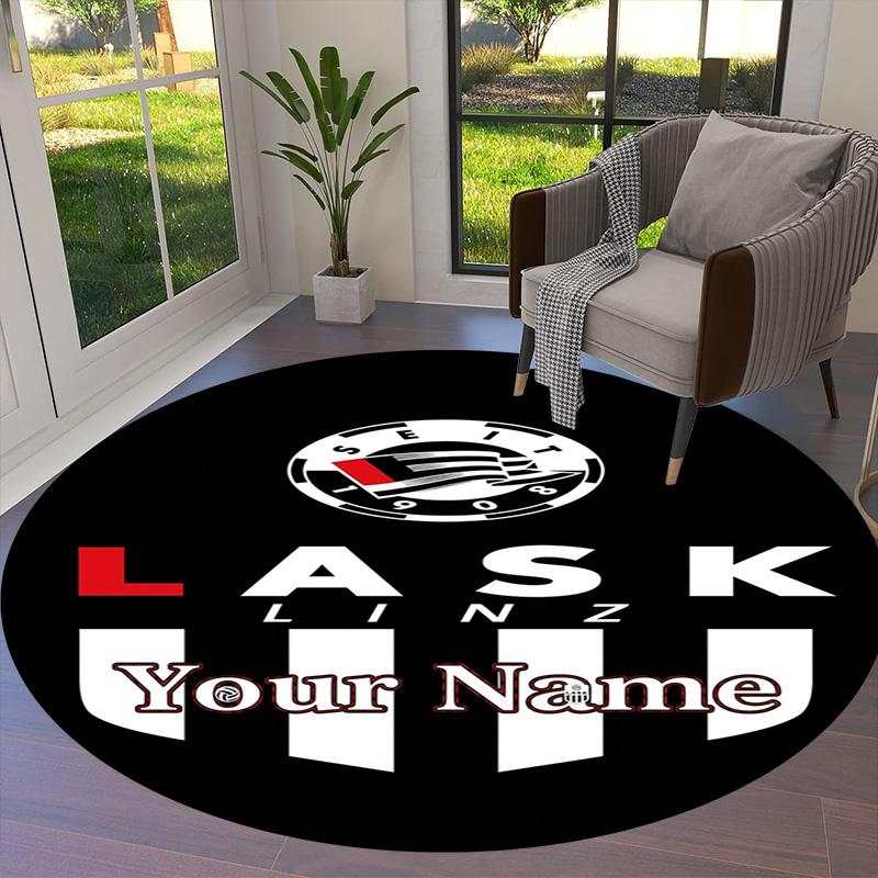 Ask Name Badge Custom Name Round Area Rug Carpet Rug For Living Room Bedroom Sofa Playroom Decor Nonslip Floor Mat