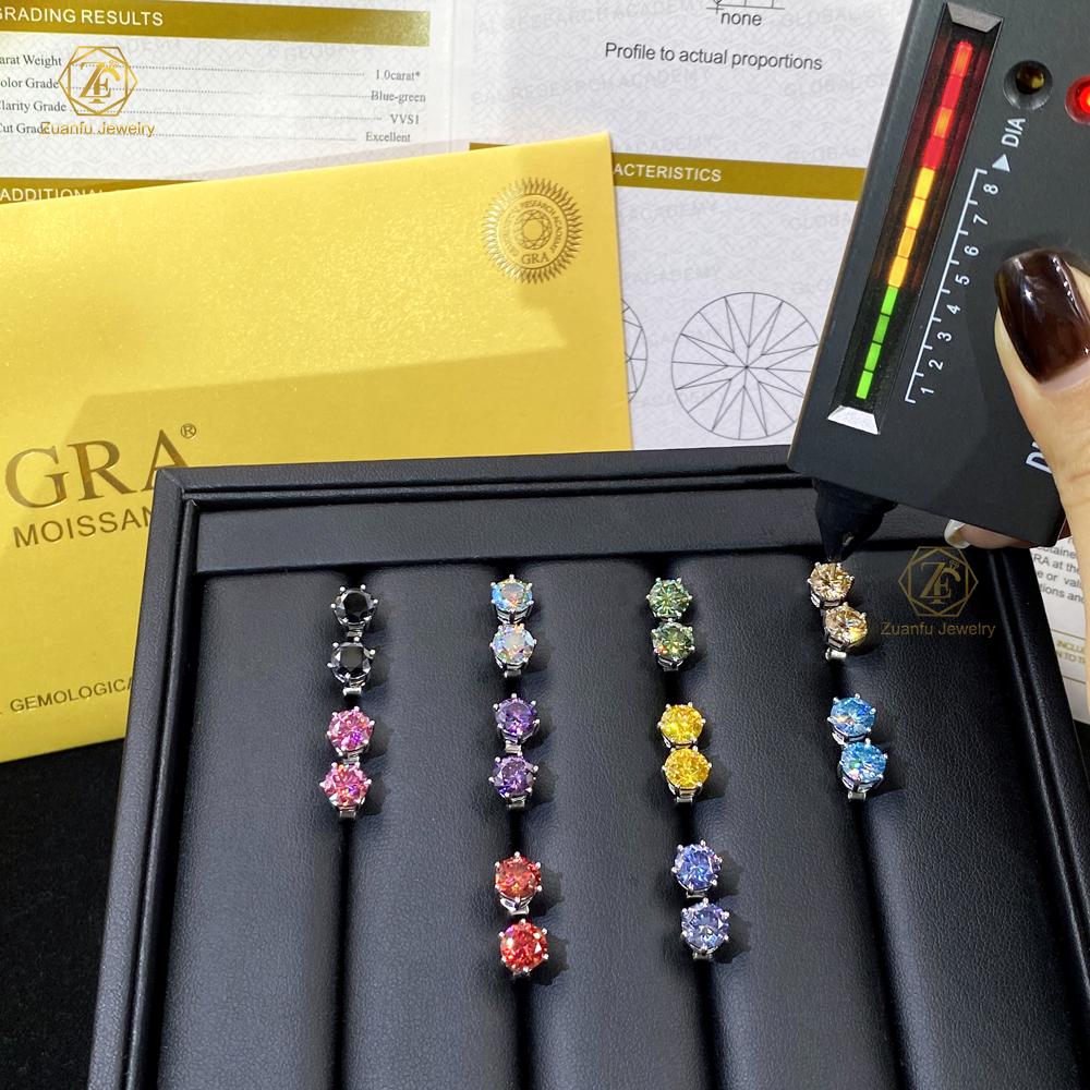 Pass Diamond Tester 925 Sterling Silver VVS Moissanite Earrings Stud Back Earrings for Men Women