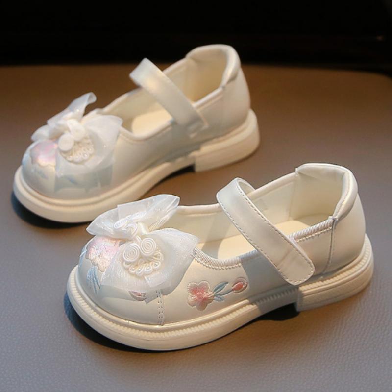 Spring and Autumn New Ancient Style Embroidered Shoes Children's Leather Shoes National Style Shoes New Chinese Style Princess Single-Layer Shoes