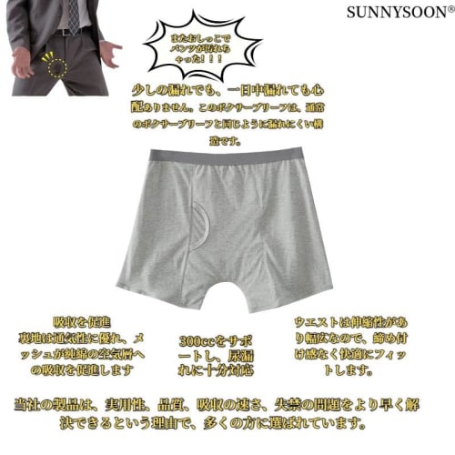 Chiloți pentru incontinență pentru bărbați, Pachet de 3, Absorbție 300cc, Deschidere frontală, Boxeri, Absorbante ultra-subțiri, Incontinență ușoară până la severă, Antibacterieni și Odo