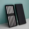 Ru Han 304 Stainless Steel Silver Square Chopsticks - 5 Pairs Gift Set