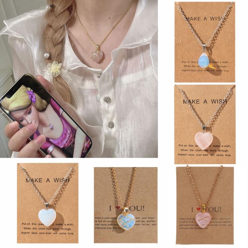 Castle Cosplay Necklace Novelty Heart Necklace Anime Cosplay Halloween Natural Stone Necklace Jewelry for Fans Kids