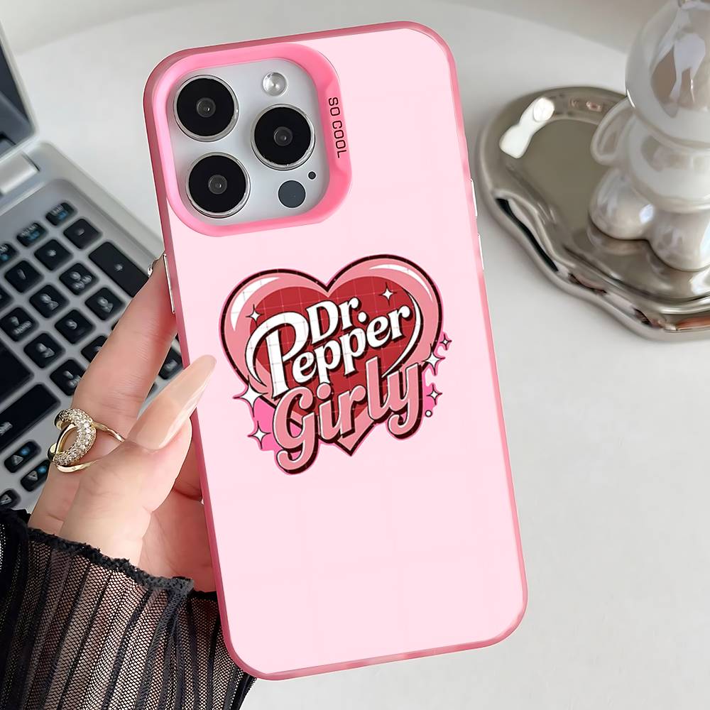 

Phone Case For iPhone 16,15,14,13,12,11,Pro,XS,Max,Plus,Mini,SE Cherry D-Dr-P-Pepper Drink Pink Candy Matte Shockproof Cover iphone15plus