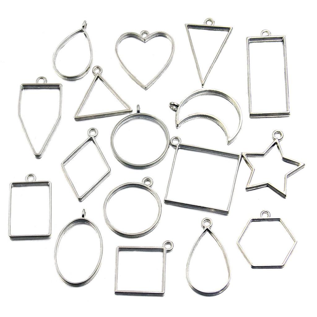 17 Style White Epoxy Geometric Heart Moon Water Drop Pendant Keychain