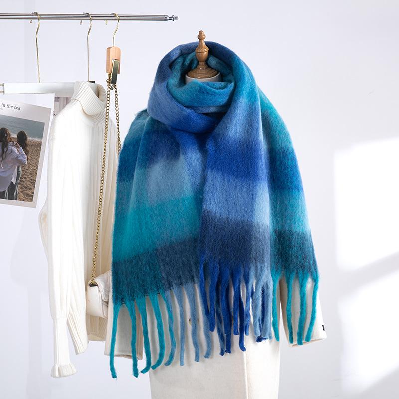 Women's European and American Style Long Fringe Mohair Scarf - Warm Autumn/Winter Shawl & Neck Warmer