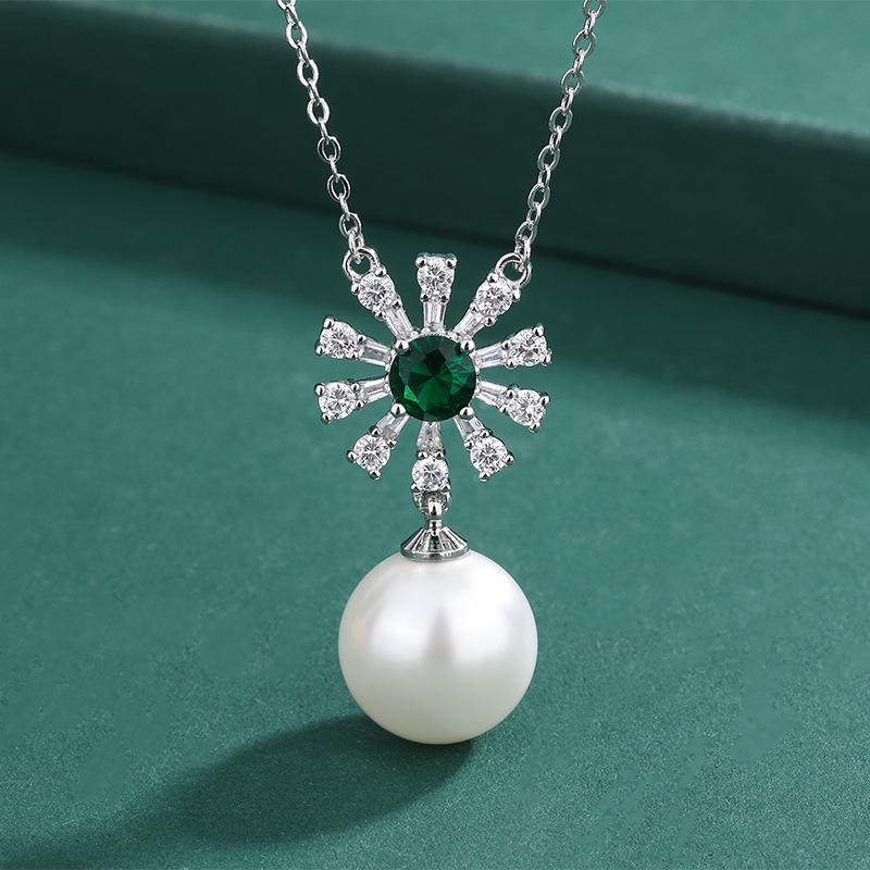 New Emerald Pearl Pendant, Purple Gemstone Earrings, Australian Fritillary Pearl Necklace Inlaid with Gemstones, Pearl Stud Earrings.