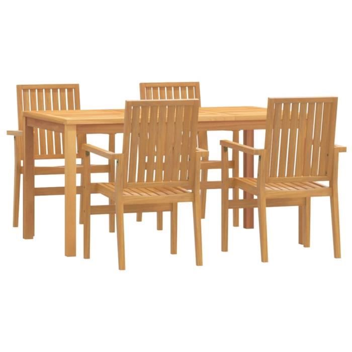 VidaXL Ensemble à dîner de jardin 5 pcs Bois de teck massif 3157915