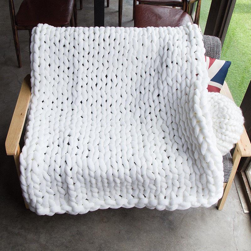

Вязаный плед Хлопок Пледы для дивана Ручная работа Домашний декор Подарок Удобный 50*60cm/19.69*23.62in белый