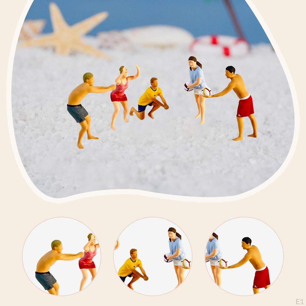 5 Pieces 1:64 Scale Miniature Figures Scene Models Beach Volleyball Tiny Diorama for