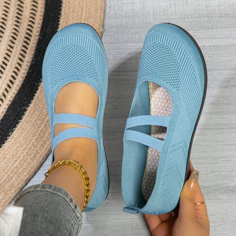 Women's fly-woven mesh shoes single shoes flat-soled comfortable one-pedal women's shoes fashion casual mother shoes