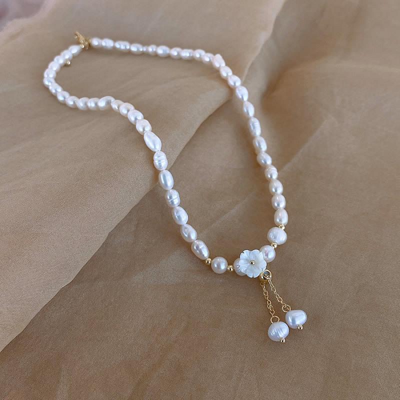 High Quality Trendy Natural Baroque Freshwater Pearl Flower 14K Gold Filled Female Necklace For Women Valentine's Day