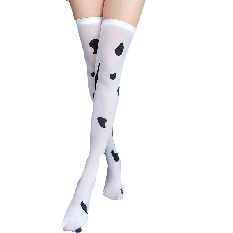Dámské Sexy Cosplay Punčochy Kawaii Kávové Skvrny Tištěné Punčochy Nad Koleno Roztomilé Krásné Mléčné Punčochové Kalhoty Medias Kawaii Dívka