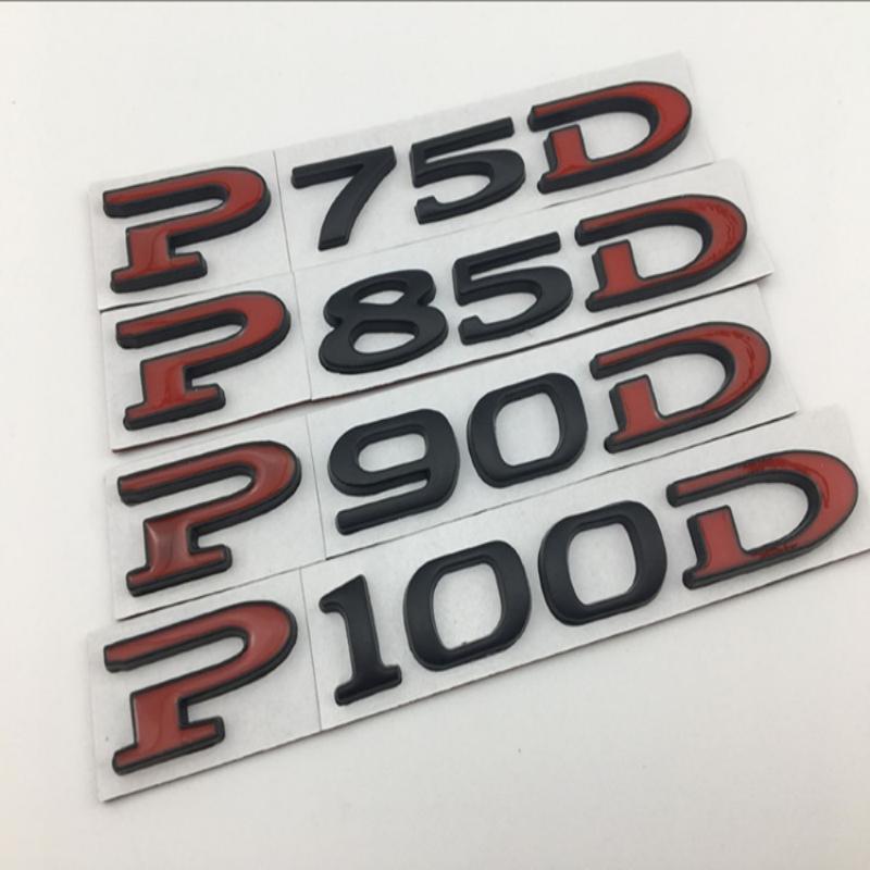 P75D P85D P90D P100D Underline metal Letters Emblem for Tes la Mo del 3 Mo del X Mo del S Car Styling Trunk Badge Sticker