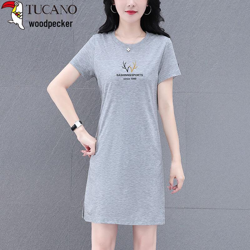 

Woodpecker Women s Relaxed Fit Short Sleeve T-Shirt Dress 4XL