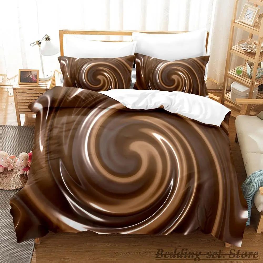 Chocolate Pattern Bedding Set Single Twin Full Queen King Size Anime Duvet Cover for Adult Kid Bedroom