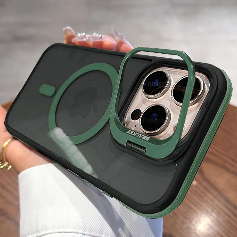 

Черный Прозрачный Для Magsafe Двухцветный Магнитный Чехол Для iPhone 16 15 14 13 12 11 Pro Max Plus Подставка Полупрозрачная Крышка For iPhone 13