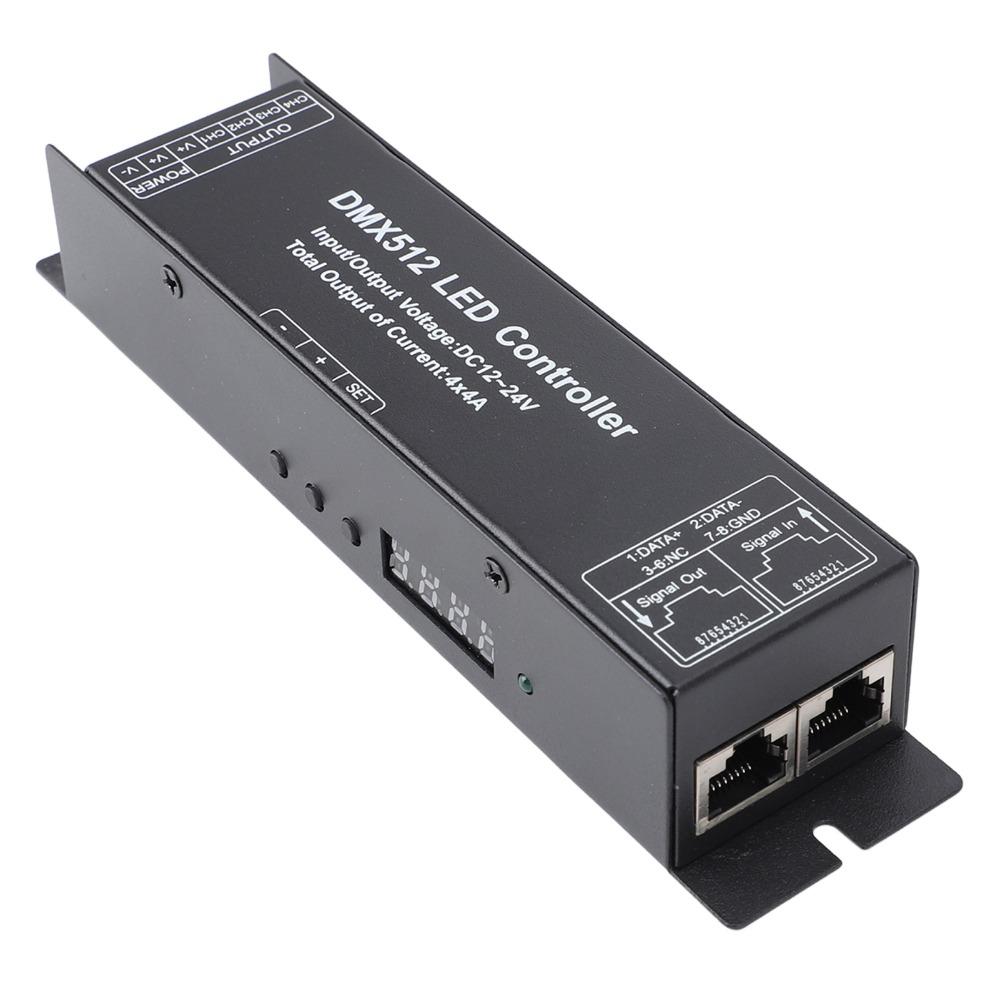 4 Channel LED Strip Controller 16A DMX Dimmer Driver Easy DMX512 Decoder Stage Lighting