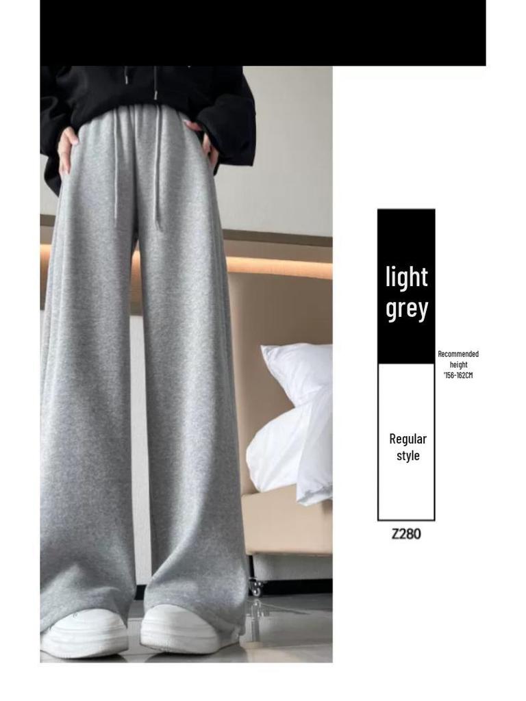 Women's Black Wide-Leg Sweatpants: 2026 New Loose, Lazy Style, Petite, Casual American Fashion
