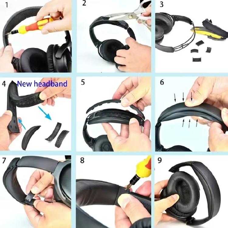 Headbeam for QC35 QC35II QC45 QC45II Headphone Easy Snap On Design Breathable Noise Isolation Headband Cushion