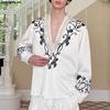 INCERUN Men Deep V Neck Long Sleeve Embroidery Casual Oversized Shirts