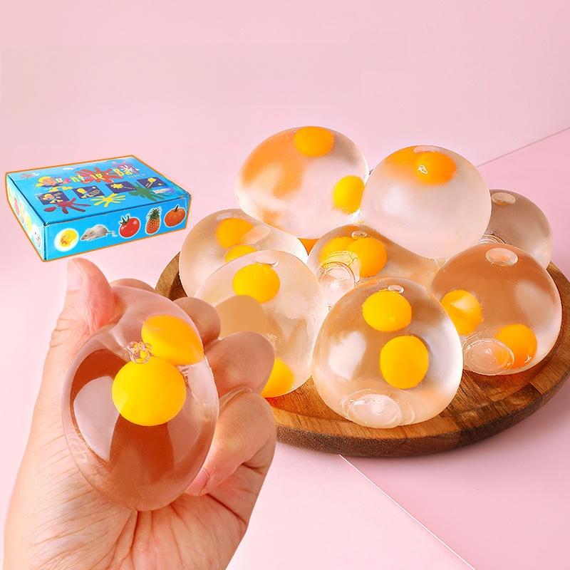 Summer Taba Squishy Double Egg Yolk Egg Pinch Ball Silicone Water Ball Stress Resistant Transparent Bubble Squeeze Toy Kids Gift