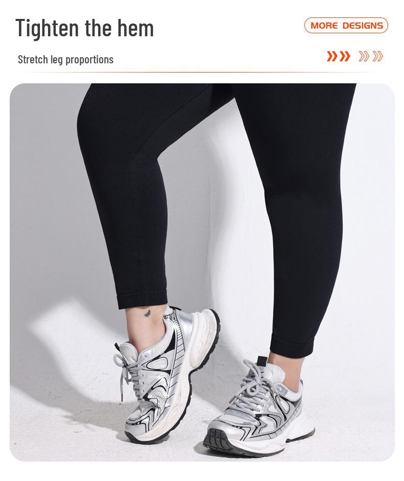 Plus Size High Waist Seamless Maternity Yoga Leggings - Black Slimming Sport Pants for Pregnant Women