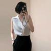 Mall 1116 Spring and Autumn New Textured Commuter V-Neck Lotus Leaf Edge Mulberry Silk Sleeveless Shirt