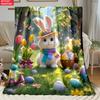 Easter Bunny Thin Flannel Blanket for Bedroom,Living Rooms,Sofas Blankets,Lunch Break,Picnic,blankets Fluffy Blanket