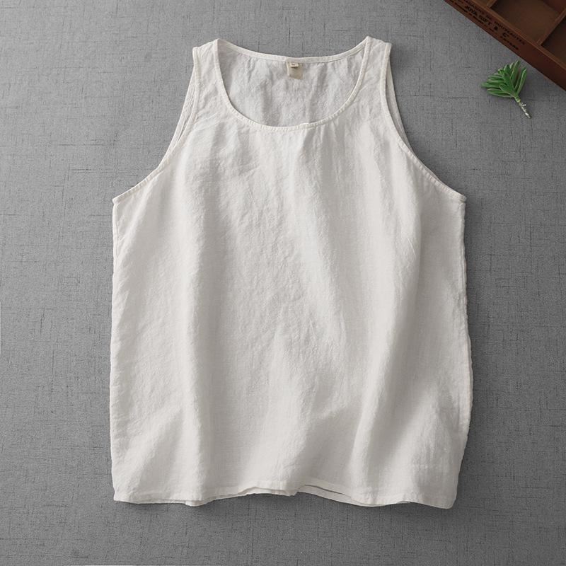 2026 Casual Plus Size Sleeveless Linen Pullover for Women 3XL
