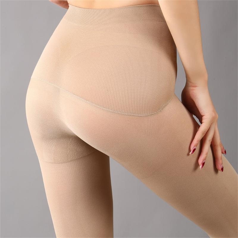 Ladies' Opaque Nylon Tights Hosiery High Waist Tummy Compression Pantyhose Slimming Stockings Leggings with Control Top