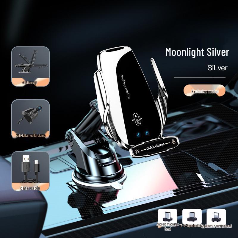 2025 Black Automatic Car Phone Mount & Wireless Charger with Apple Navigation