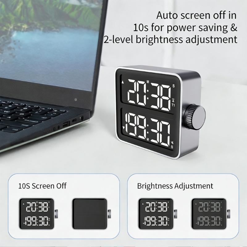 USB Charging Digital Timer With Double Screen LED Display Countdown Magnetic Back Adjustable Volumes For Cooking Workouts