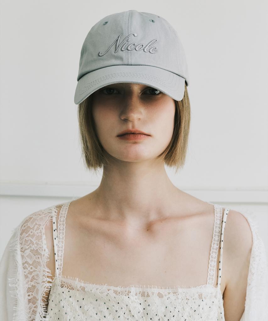 Nigaennikol Nicole Lettering Ball Cap_Gray