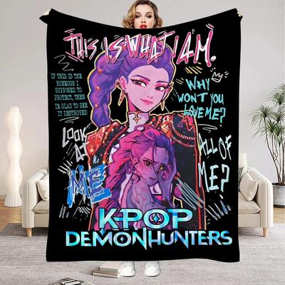 Kpop Dämonenjäger Huntrix Decken Qualität Weich Warm Überwurfdecke Winter Kinder Couch Bett Flauschige Tagesdecke