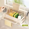 Multi-Functional Kitchen Sink Drain Rack Organizer: Detachable Tray for Sponge, Dishcloths & Cleaning Brushes Storage