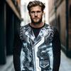 Camiseta de manga larga para hombre con estampado de rayas 3D, cómoda, transpirable y versátil.