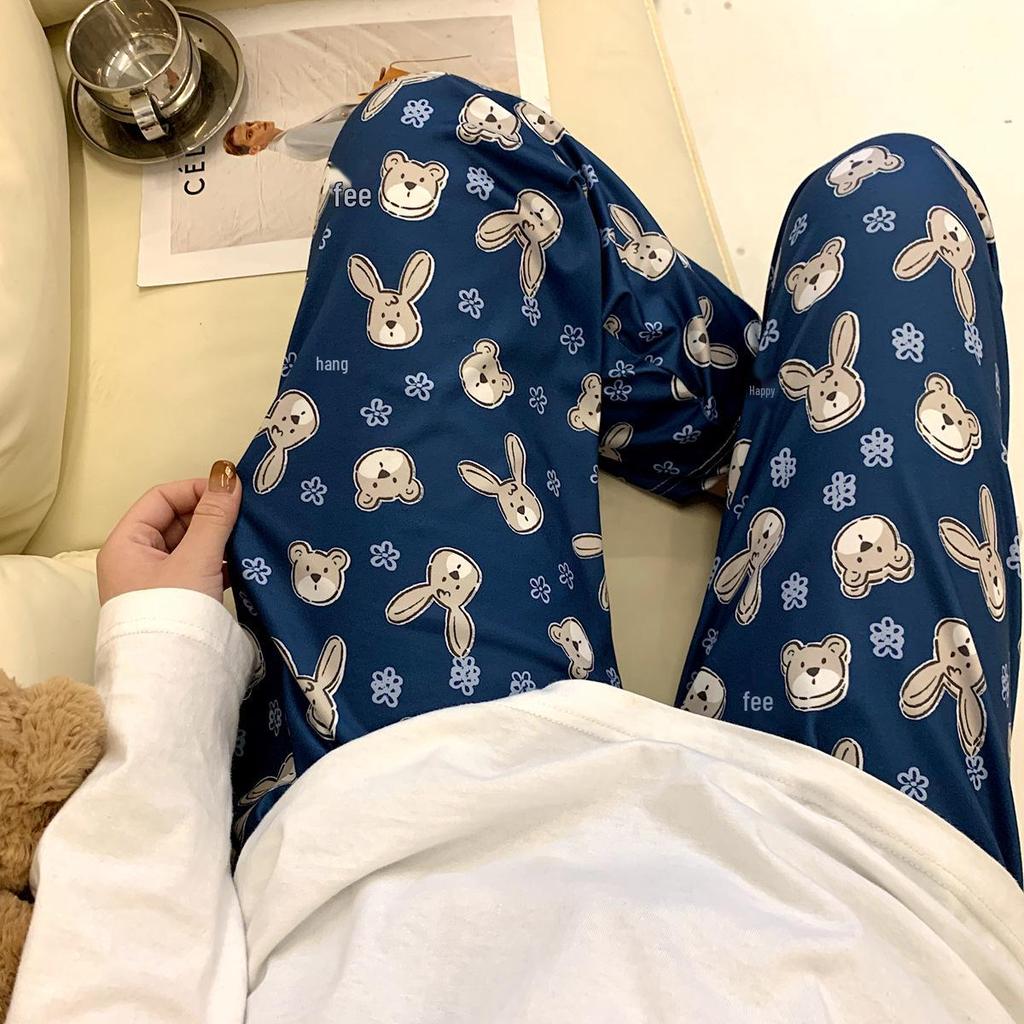 Women's Thin Spring/Autumn Pajama Pants - Casual, Cute Japanese Cartoon Design, Wearable Outdoors